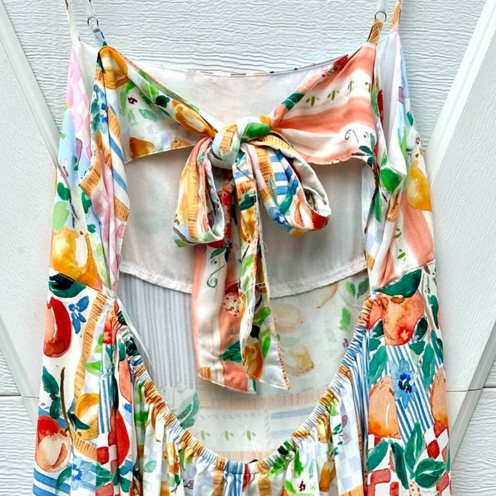 Anthropology Paper Heart Sunburst Fruit Patchwork Maxi Dress - Picture 4 of 6